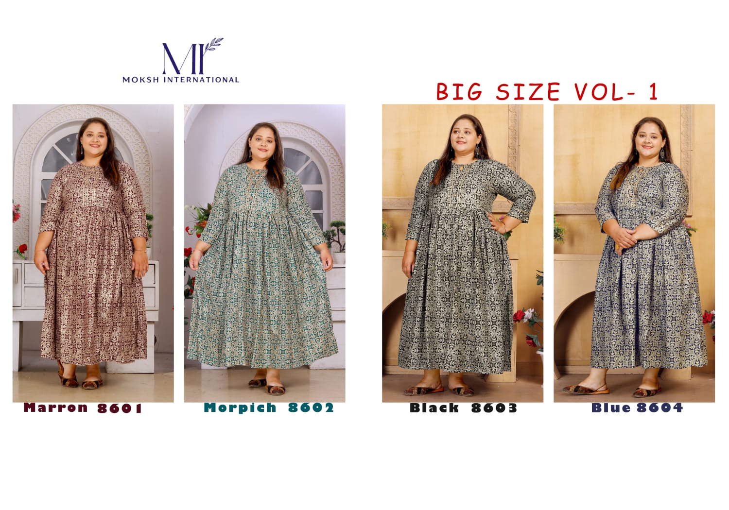Big Size Vol 1 By Moksh Rayon Printed Plus Size Kurtis Wholesale Shop In Surat
